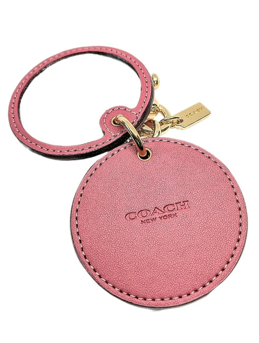 🆕 Coach Pink Lemonade Signature C Mirror Bag Charm Keyring Purse Fob Keychain